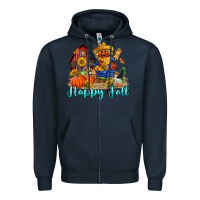 Navy happy fall scarecrow Zipper Hoodie - FaDigitalArtStudio