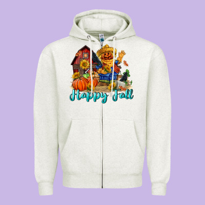 Happy Fall Scarecrow Zipper Hoodie Designed By Fadigitalartstudio