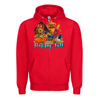 Red happy fall scarecrow Zipper Hoodie - FaDigitalArtStudio