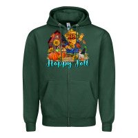 Sports Green happy fall scarecrow Zipper Hoodie - FaDigitalArtStudio