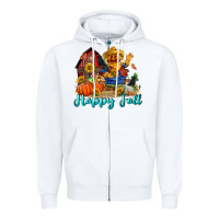White happy fall scarecrow Zipper Hoodie - FaDigitalArtStudio