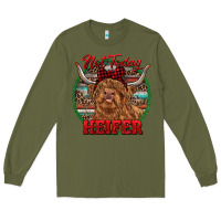 Army Green Highland Heifer Christmas Long Sleeve Tee - RanaPortraitStore
