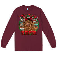 Burgundy Highland Heifer Christmas Long Sleeve Tee - RanaPortraitStore