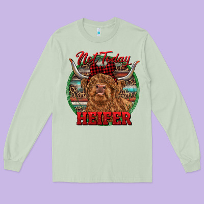 Highland Heifer Christmas Long Sleeve Tee Designed By Ranaportraitstore