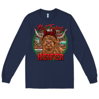 Navy Highland Heifer Christmas Long Sleeve Tee - RanaPortraitStore