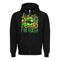Black Kiss me im irish st.patricks day lips st.patricks Zipper Hoodie - Neo Western