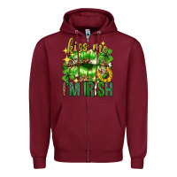 Burgundy Kiss me im irish st.patricks day lips st.patricks Zipper Hoodie - Neo Western