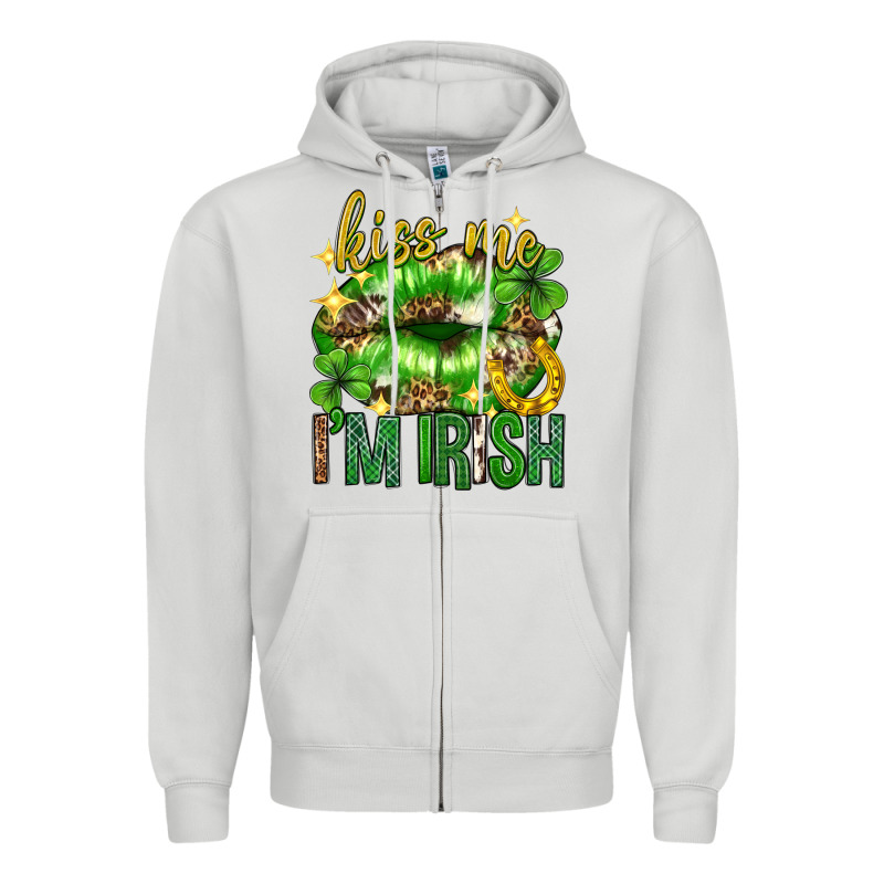 Kiss Me Im Irish St.patricks Day Lips St.patricks Zipper Hoodie by Neo Western | Teevron