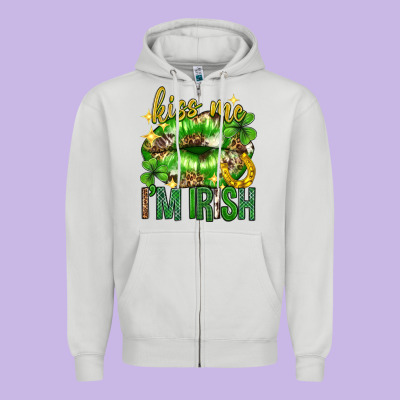 Kiss Me Im Irish St.patricks Day Lips St.patricks Zipper Hoodie Designed By Neo Western