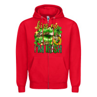 Red Kiss me im irish st.patricks day lips st.patricks Zipper Hoodie - Neo Western