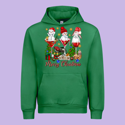 Merry Christmas Wine And Cocktails Urban Hoodie Designed By Nancycooperartshop