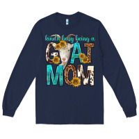 Navy kinda busy being a goat mom Long Sleeve Tee - texasbilliewilder
