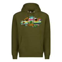 Army Green North Carolina Map Sunflower Cactus Serape Premium Hoodie - RanaPortraitStore