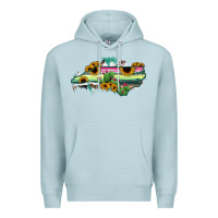 Blue Mist North Carolina Map Sunflower Cactus Serape Premium Hoodie - RanaPortraitStore