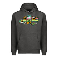 Charcoal Heather North Carolina Map Sunflower Cactus Serape Premium Hoodie - RanaPortraitStore