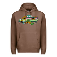 Chestnut North Carolina Map Sunflower Cactus Serape Premium Hoodie - RanaPortraitStore