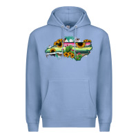 Colony Blue North Carolina Map Sunflower Cactus Serape Premium Hoodie - RanaPortraitStore