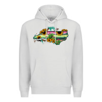 Dove Grey North Carolina Map Sunflower Cactus Serape Premium Hoodie - RanaPortraitStore