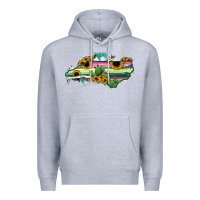 Heather Grey North Carolina Map Sunflower Cactus Serape Premium Hoodie - RanaPortraitStore