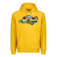 Lemon North Carolina Map Sunflower Cactus Serape Premium Hoodie - RanaPortraitStore