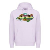 Lilac North Carolina Map Sunflower Cactus Serape Premium Hoodie - RanaPortraitStore