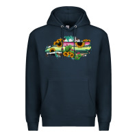 Navy North Carolina Map Sunflower Cactus Serape Premium Hoodie - RanaPortraitStore