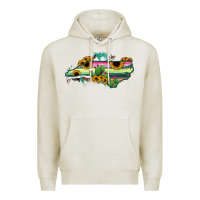 Oatmeal Heather North Carolina Map Sunflower Cactus Serape Premium Hoodie - RanaPortraitStore