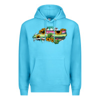 Ocean Blue North Carolina Map Sunflower Cactus Serape Premium Hoodie - RanaPortraitStore
