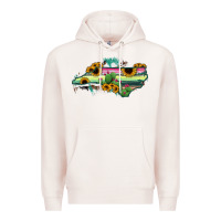 Pale Pink North Carolina Map Sunflower Cactus Serape Premium Hoodie - RanaPortraitStore