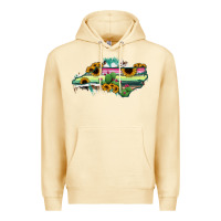 Pina Colada North Carolina Map Sunflower Cactus Serape Premium Hoodie - RanaPortraitStore