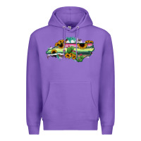Purple North Carolina Map Sunflower Cactus Serape Premium Hoodie - RanaPortraitStore