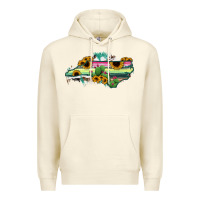 Sandshell North Carolina Map Sunflower Cactus Serape Premium Hoodie - RanaPortraitStore