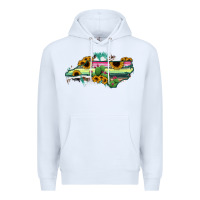 White North Carolina Map Sunflower Cactus Serape Premium Hoodie - RanaPortraitStore