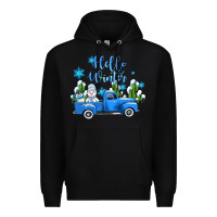 Black hello winter with sniwman and  truck Premium Hoodie - AdoDesignShop
