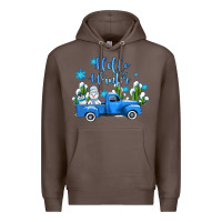 Coffee hello winter with sniwman and  truck Premium Hoodie - AdoDesignShop