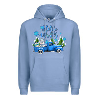 Colony Blue hello winter with sniwman and  truck Premium Hoodie - AdoDesignShop