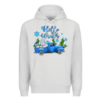 Dove Grey hello winter with sniwman and  truck Premium Hoodie - AdoDesignShop