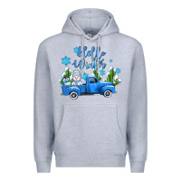 Heather Grey hello winter with sniwman and  truck Premium Hoodie - AdoDesignShop