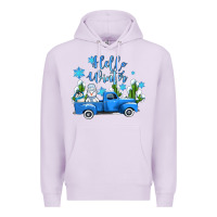 Lilac hello winter with sniwman and  truck Premium Hoodie - AdoDesignShop