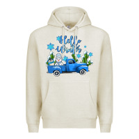 Oatmeal Heather hello winter with sniwman and  truck Premium Hoodie - AdoDesignShop