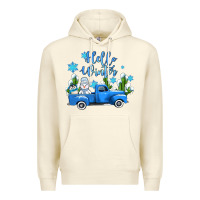 Sandshell hello winter with sniwman and  truck Premium Hoodie - AdoDesignShop