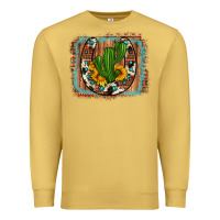 Antique Gold cactus sunflower cowhide horseshoe  background Premium Sweatshirt - Artiststas