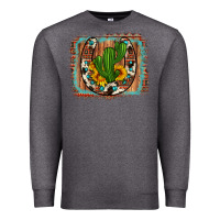 Charcoal Heather cactus sunflower cowhide horseshoe  background Premium Sweatshirt - Artiststas