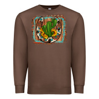 Chestnut cactus sunflower cowhide horseshoe  background Premium Sweatshirt - Artiststas