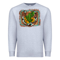 Heather Grey cactus sunflower cowhide horseshoe  background Premium Sweatshirt - Artiststas