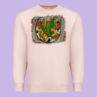 Cactus Sunflower Cowhide Horseshoe  Background Premium Sweatshirt Designed By Artiststas