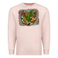 Pale Pink cactus sunflower cowhide horseshoe  background Premium Sweatshirt - Artiststas