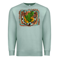 Seafoam cactus sunflower cowhide horseshoe  background Premium Sweatshirt - Artiststas