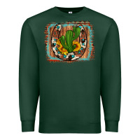 Sports Green cactus sunflower cowhide horseshoe  background Premium Sweatshirt - Artiststas