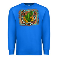True Royal cactus sunflower cowhide horseshoe  background Premium Sweatshirt - Artiststas